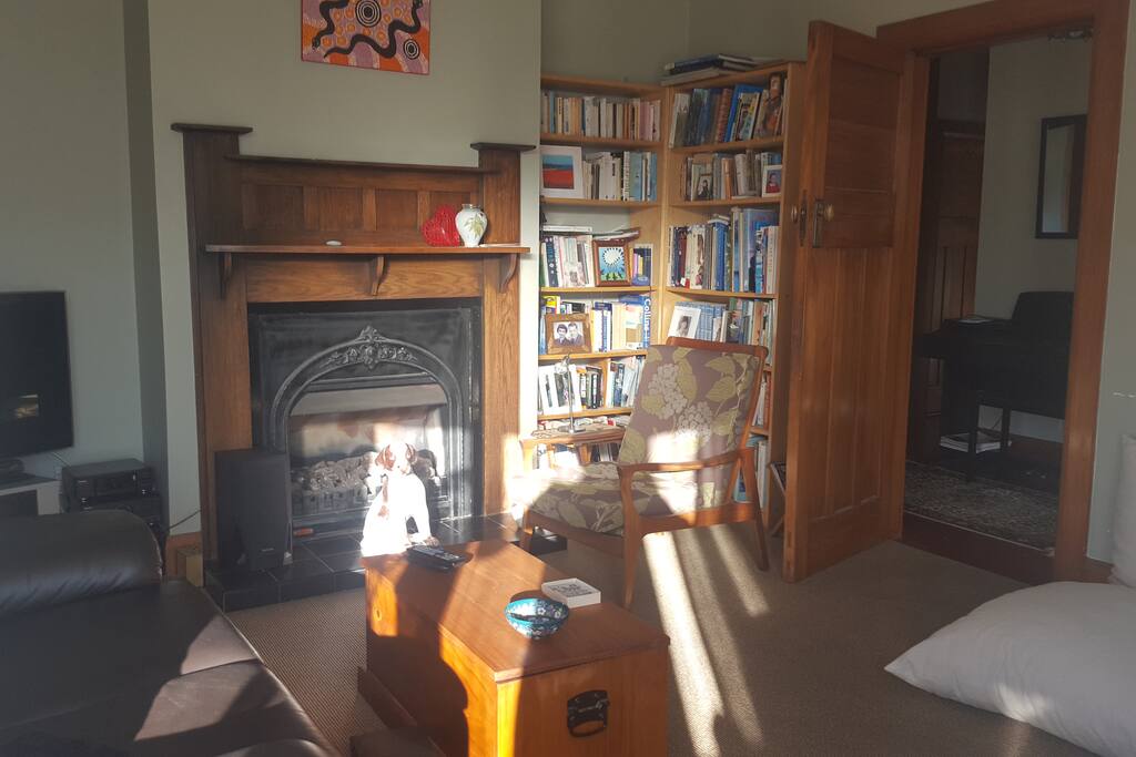 Separate formal living area with gas fireplace