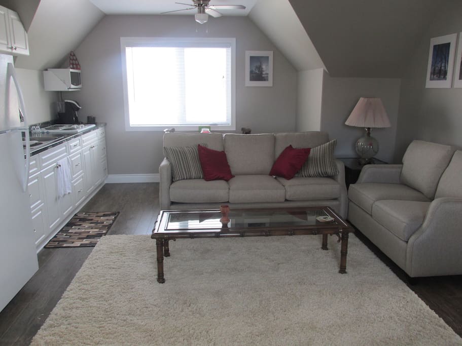 Open concept living dining and kitchen.