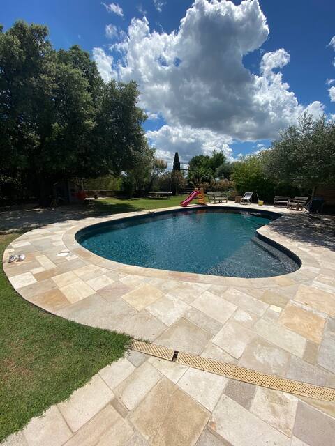 villa with pool and BBQ area
