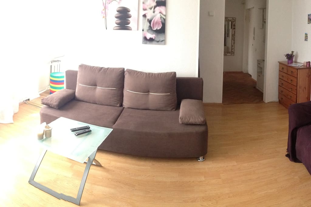 Living room, convertible sofa