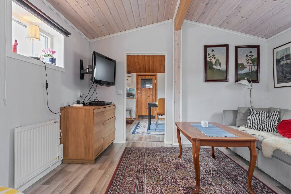 Vardagsrum med TV (Satellit).