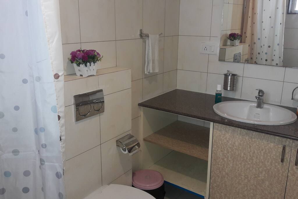 Attached bath with hot shower