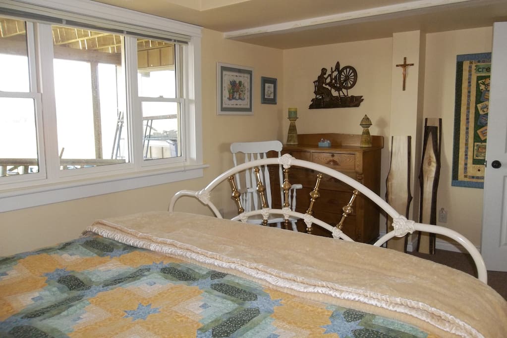 A king size bed with a view