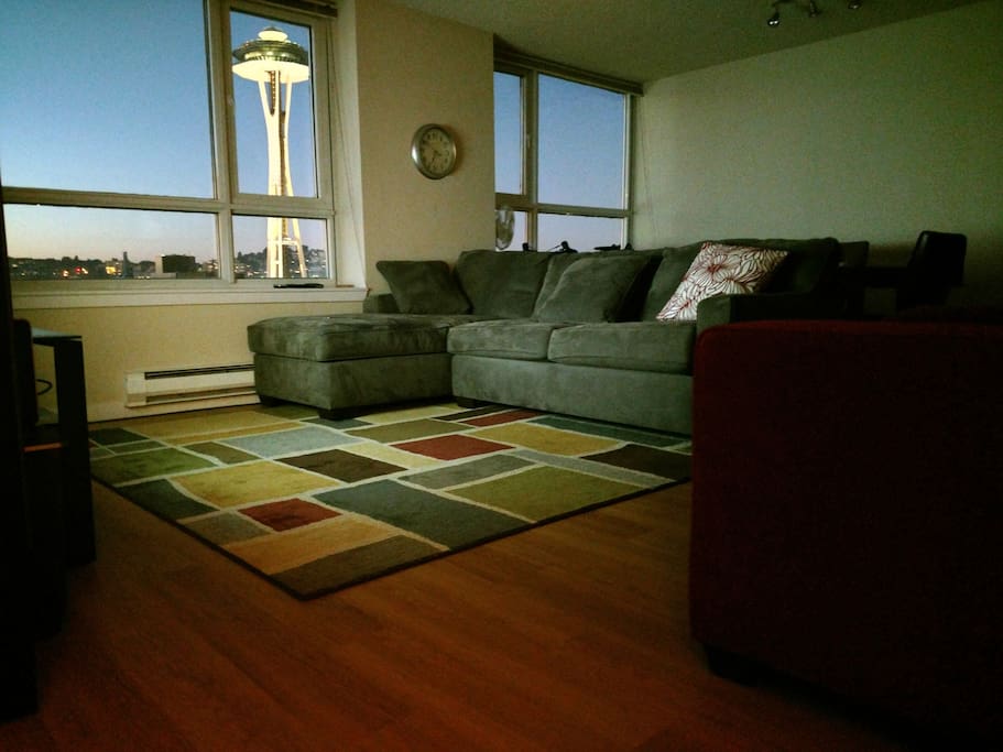 Living room at sunset