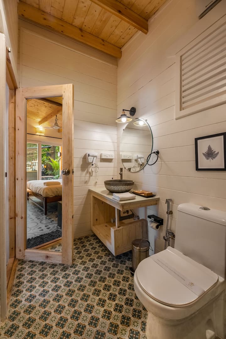 Enjoy the comfort of a well-appointed ensuite bathroom with hot water, premium toiletries, and fresh essentials. Everything is provided to make your stay at Morjim Beachfront effortless.