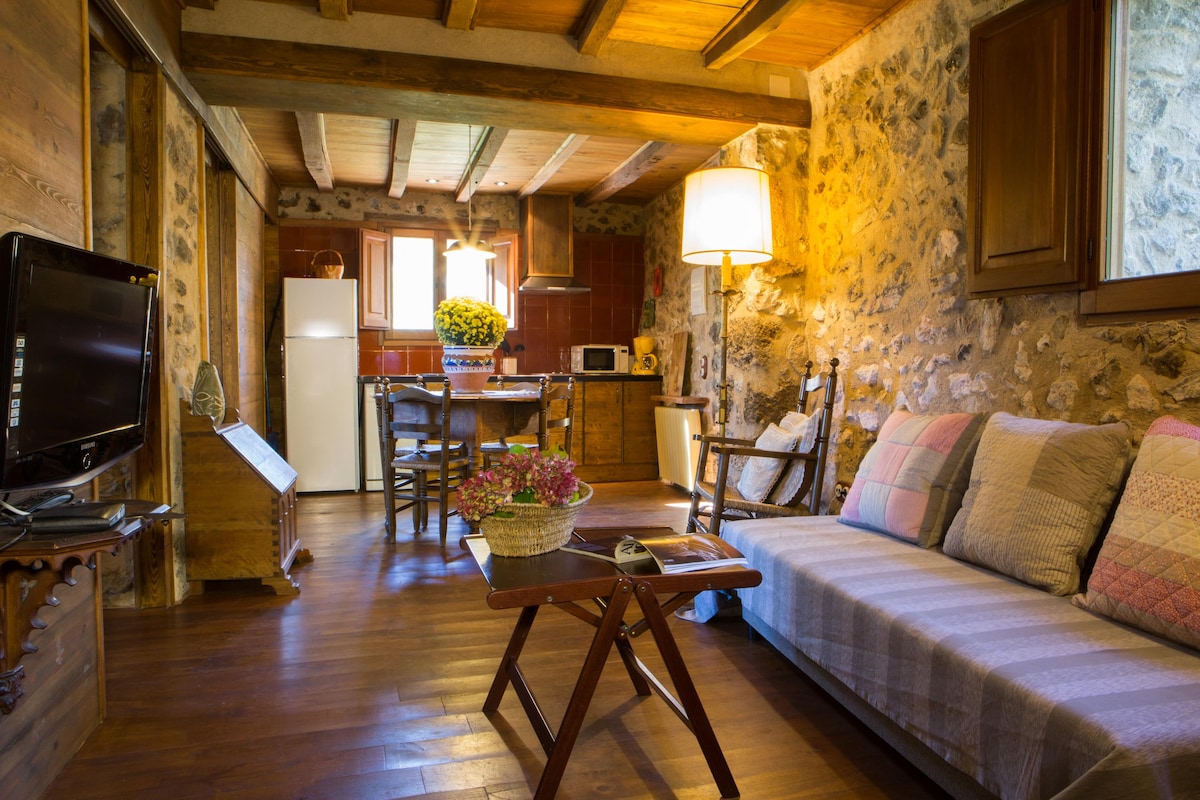 Living room and kitchen // Living room and kitchen // Salon et cuisine // Living room and kitchen at Mas Can Roure in Santa Pau