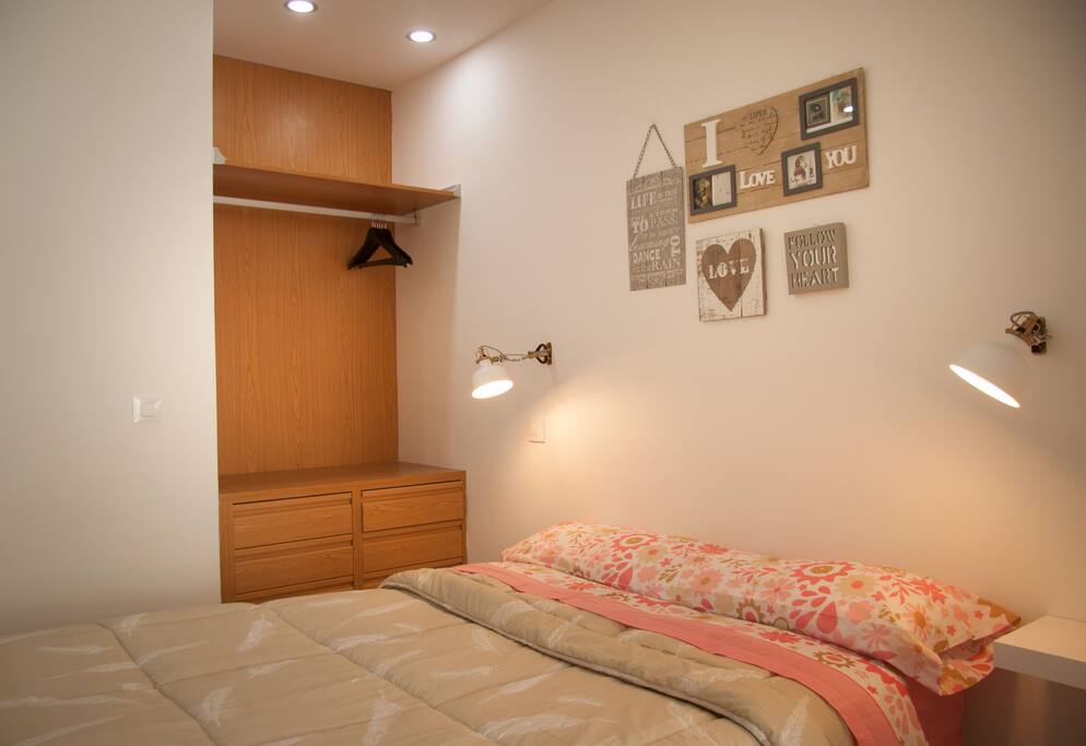 The double bed.