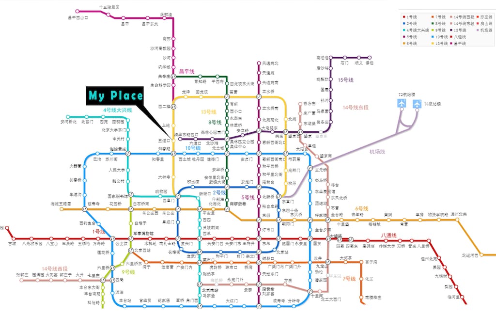 metro map of Beijing and location