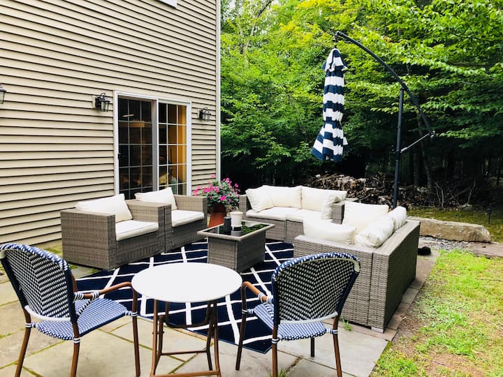 Patio with outdoor music system