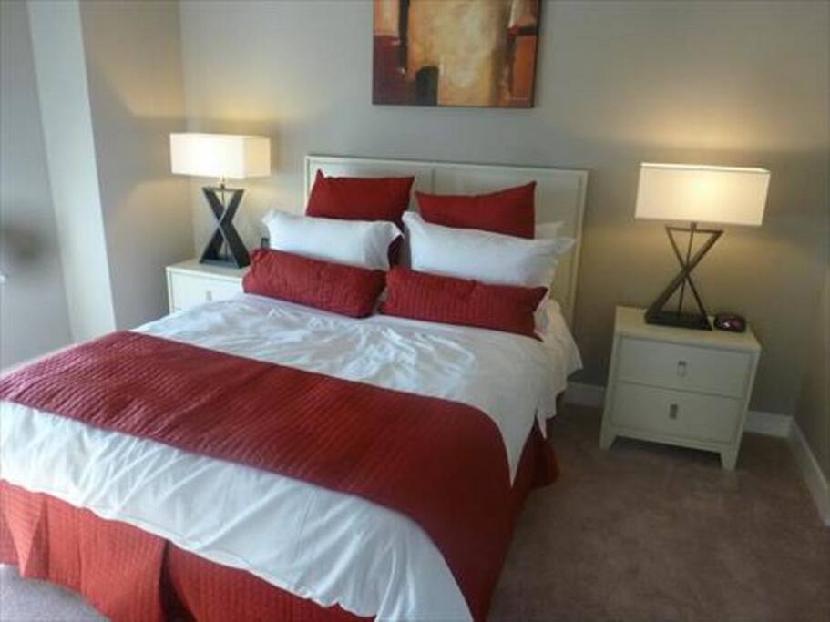 Spacious second bathroom with queen size bed and large closet