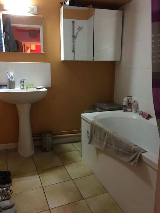 Salle de bain avec baignoire
