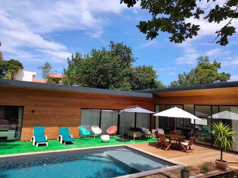 Beautiful architect house in the shade of the pines