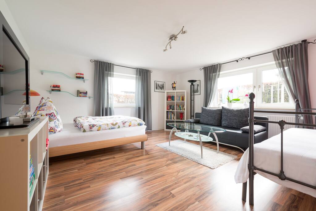 Living room with bed