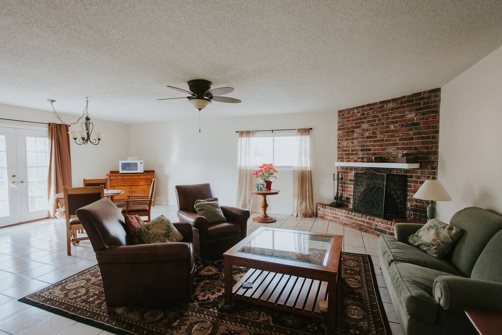 Shared living room with microwave.