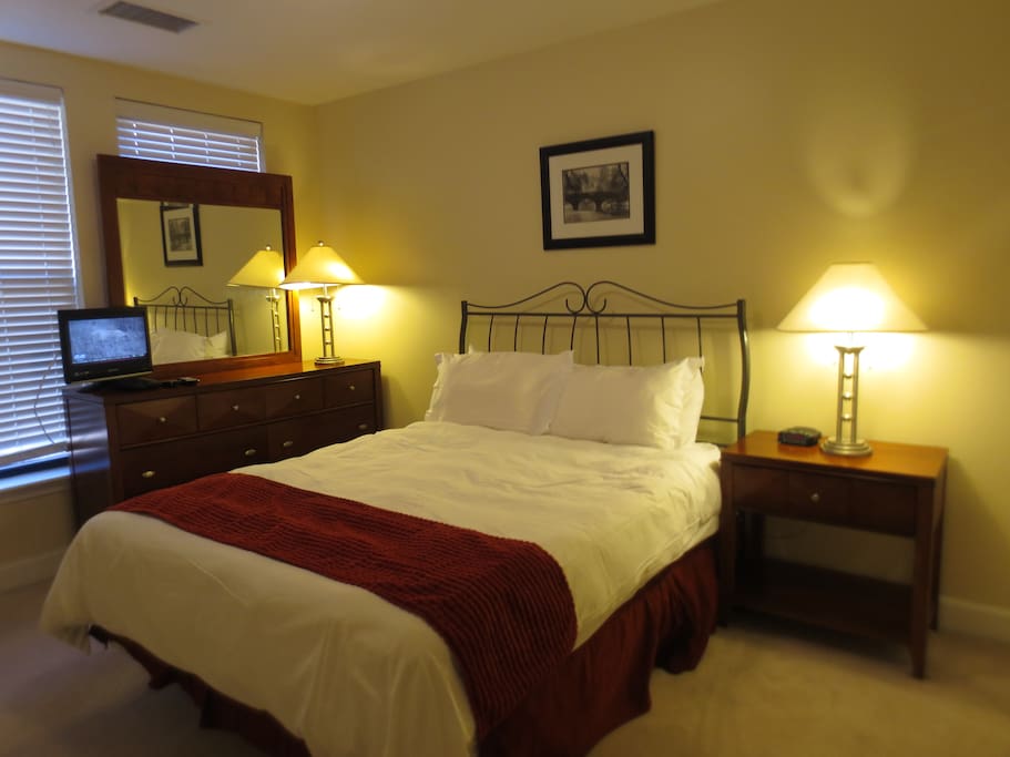 Spacious second bedroom with queen size bed and large closet