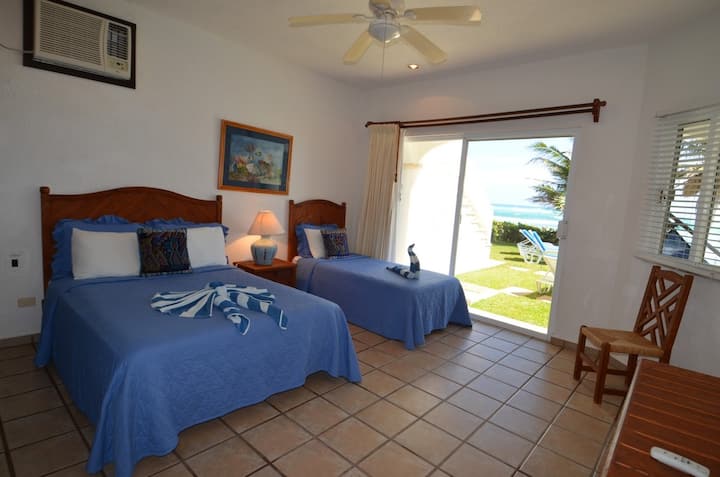 Chumba cha kulala cha wageni cha ghorofa ya chini na kitanda kimoja cha malkia na kitanda kimoja cha pacha