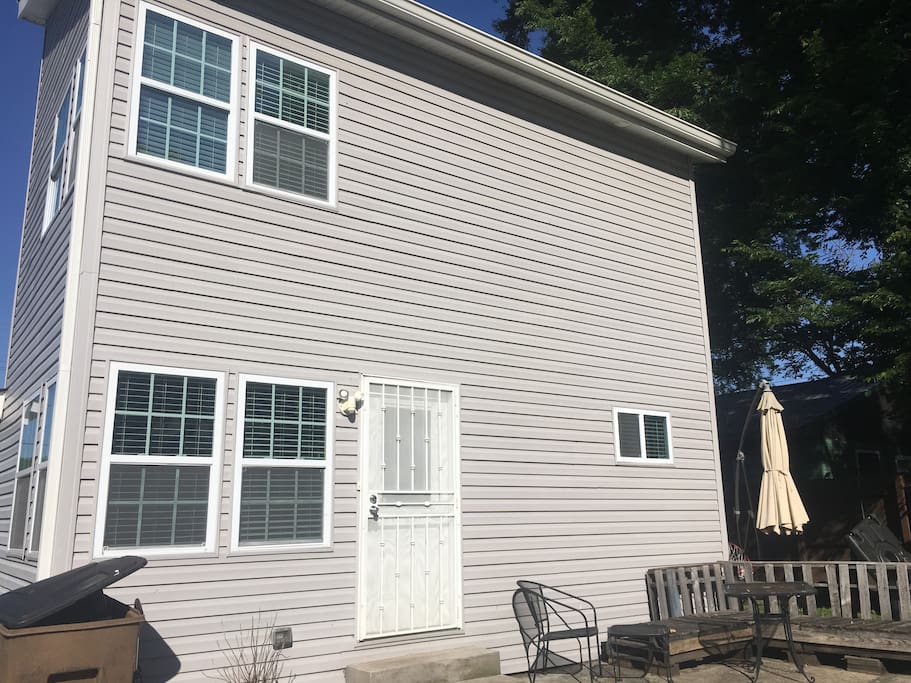 Back door and showing upstairs location.