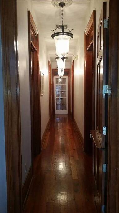 12 foot ceilings, crown molding, 125 year old long leaf pine flooring