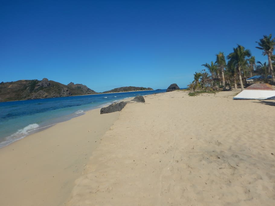 just a few steps away from the homestay is a crystal water and white sandy beach..