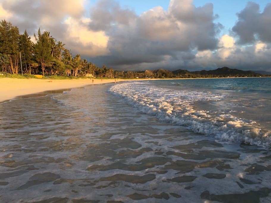 An early morning walk on Kailua beach. It takes approximately an hour to walk from end to the other