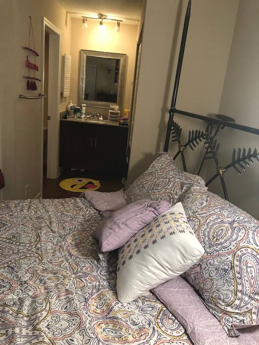The bedroom and private bathroom