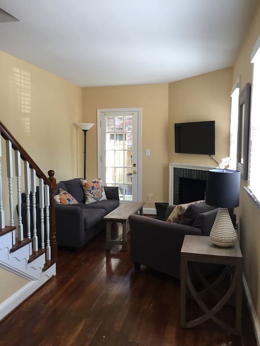 Sunny first floor living room with Cable/HDTV