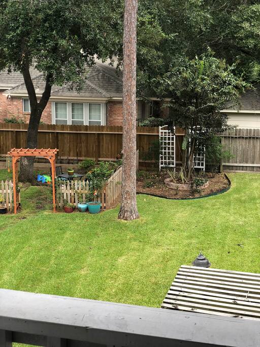 This is what you will see when you walk out of the apartment. Lovely garden and large manicured yard