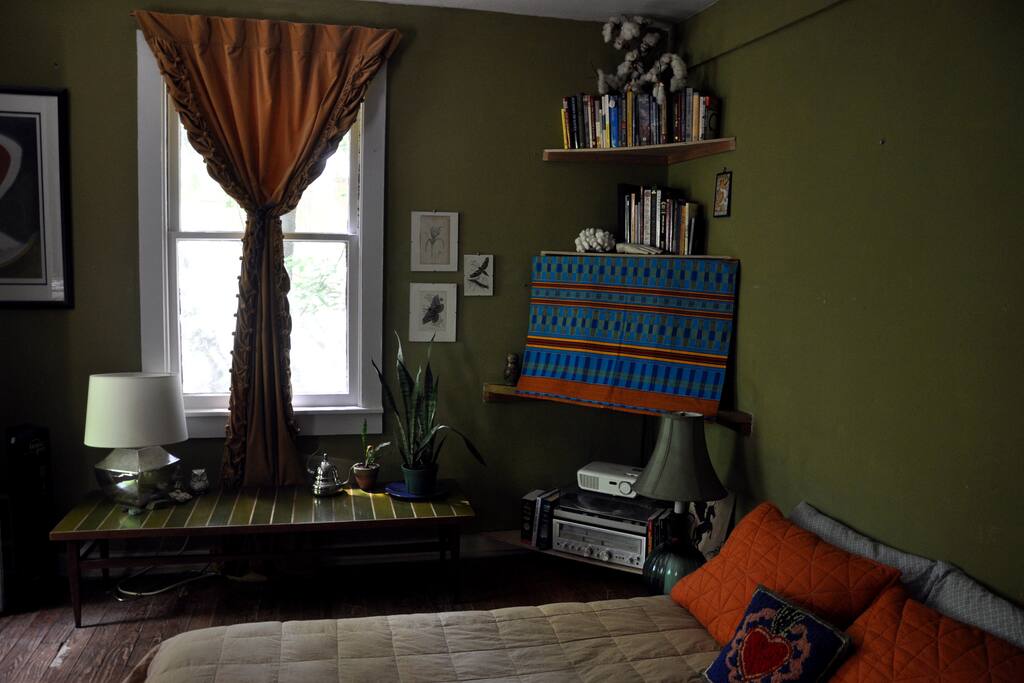 Light blocking curtains that can fully black out the bedroom at night.