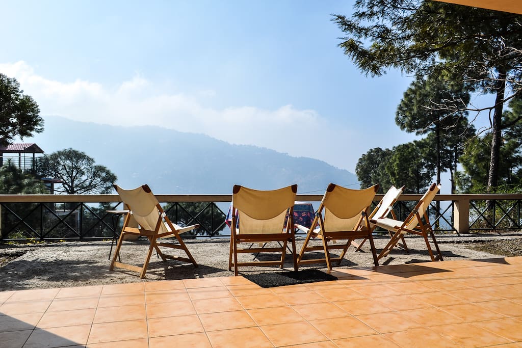 The sunlit deck to the south boasts great views of Kasauli and the plains beyond