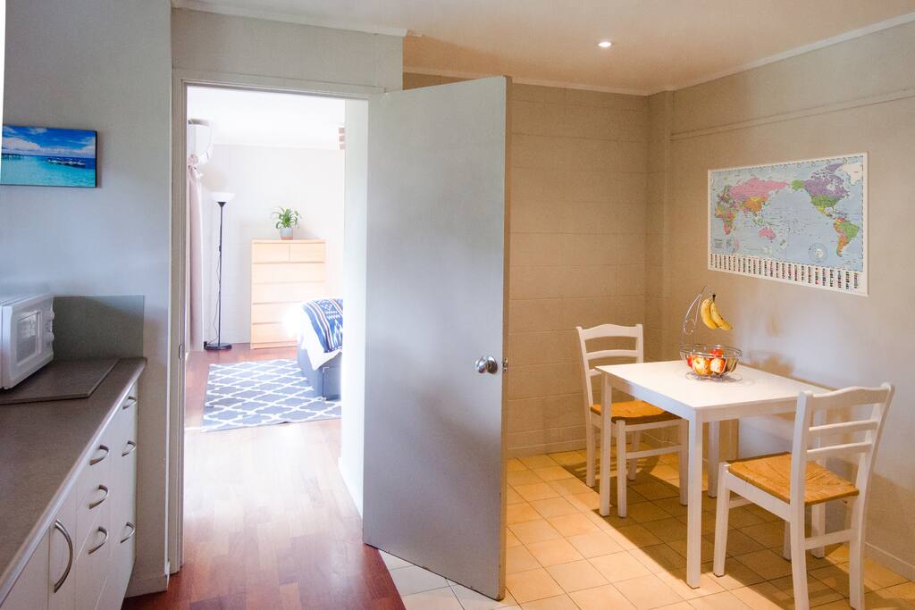 Kitchenette through to bedroom