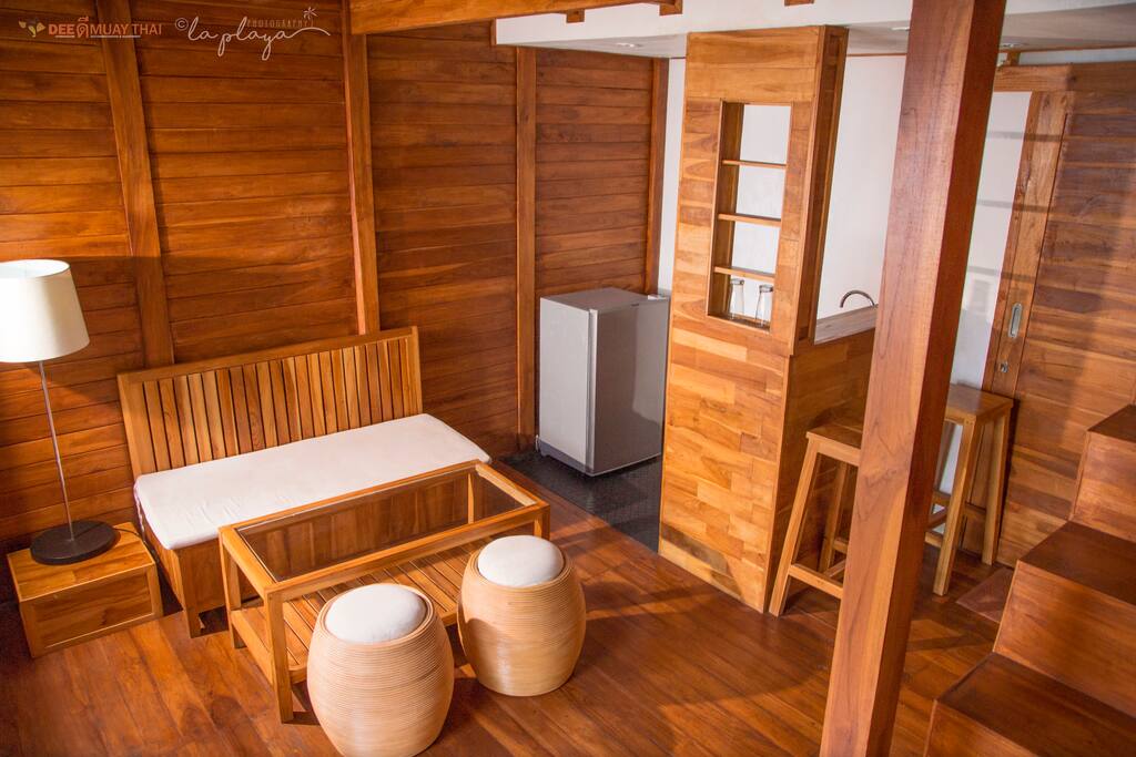 Living room and kitchen (no stove) on the 1st floor