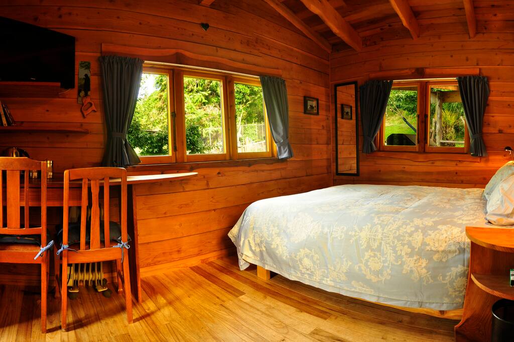 Comfy double bed with writing desk