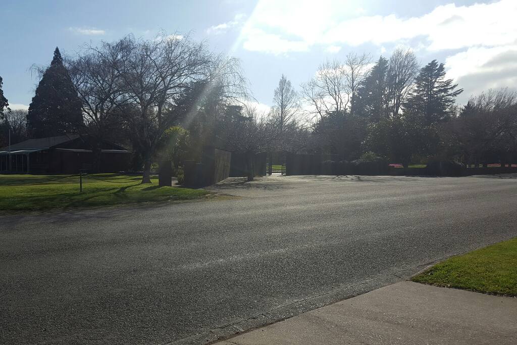 On street parking area and entrance to local park.