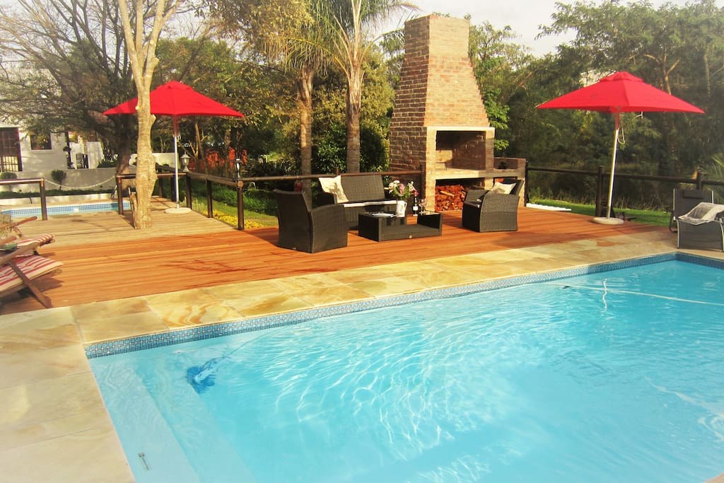 Our pool, bbq & deck area