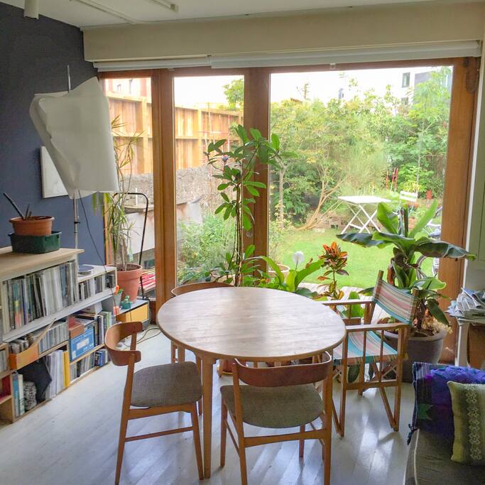 Sunlight space to enjoy that morning cup of coffee and snack.