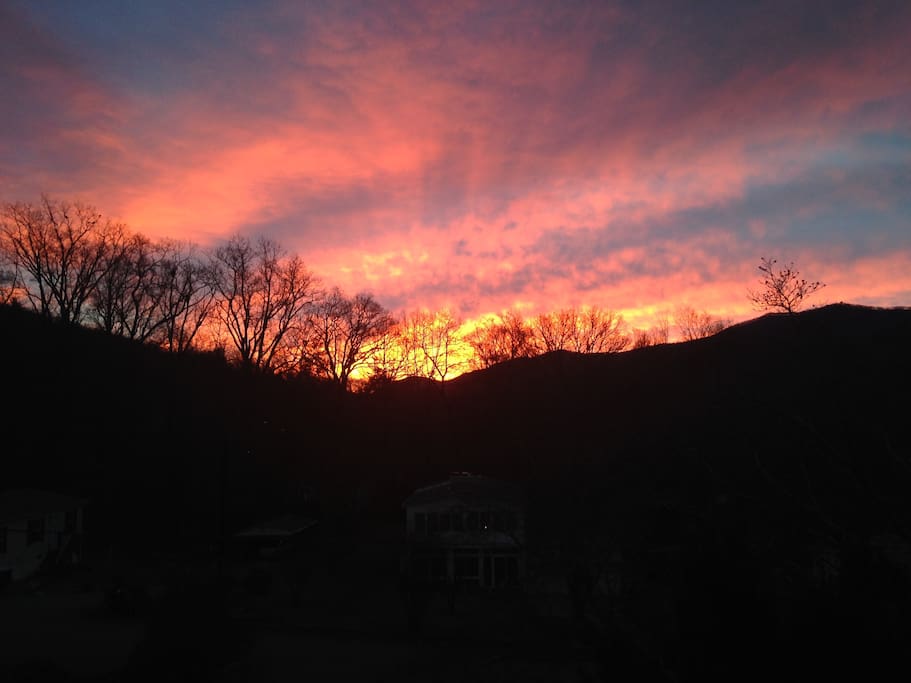 Sunrise from the cabin is gorgeous! Especially in the winter months when it's cold.