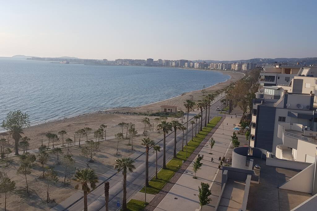 Beautiful view of Vlora beach captured from tarrace