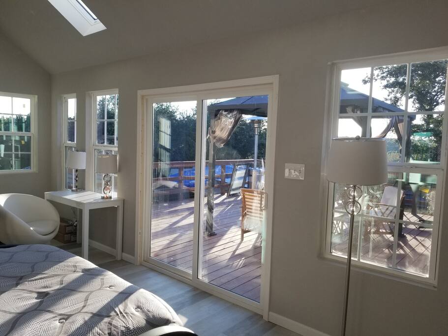 Walk out to the deck from the bedroom