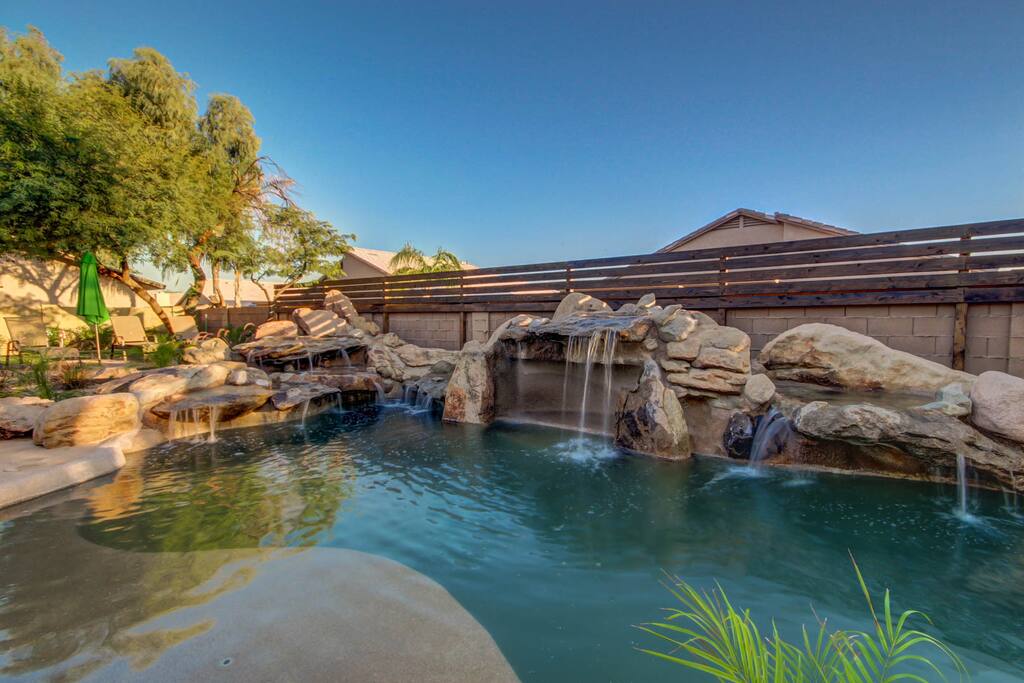 Pool is over 40' long with a shallow and a deep end