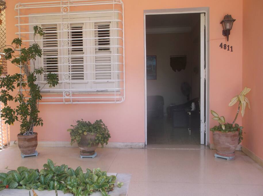 Portal con jardín y plantas