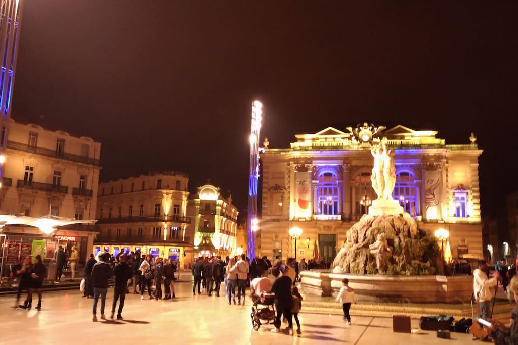 la place de la Comédie (950m du parc du Peyrou)