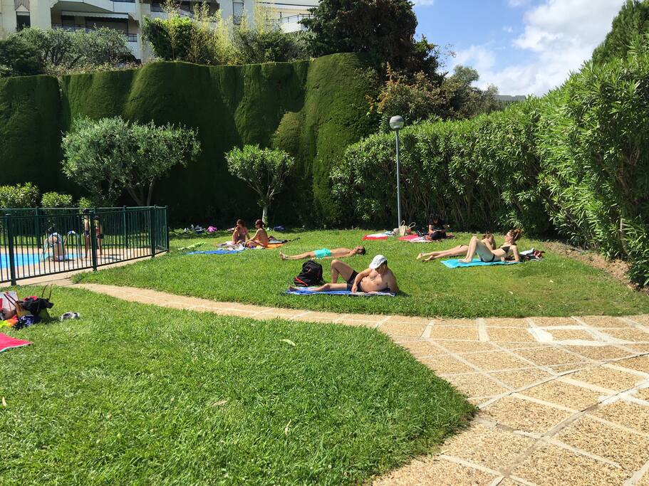 Une belle pelouse pour se détendre autour de la picisne.