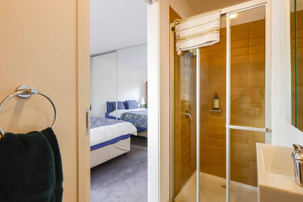 Your private bathroom, towels, natural soap and hair products included