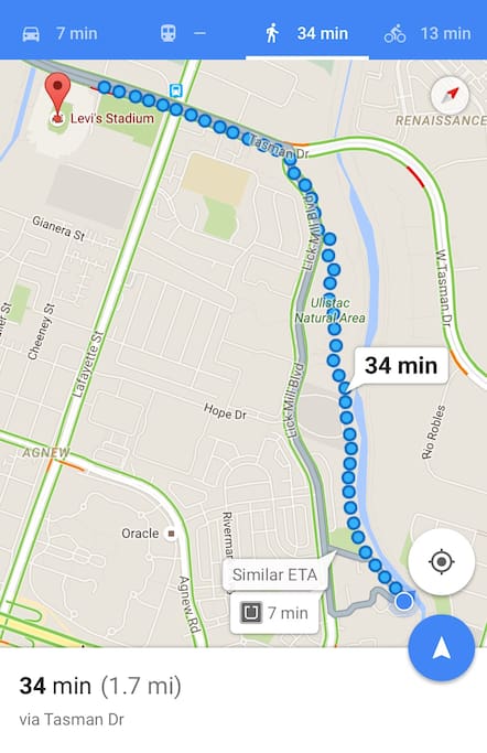 1.7 mi. Beat the traffic & closed streets.