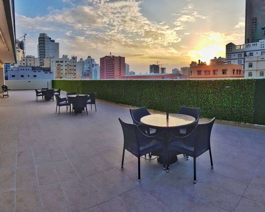 Oudoor seating area & BBQ station at 6th floor