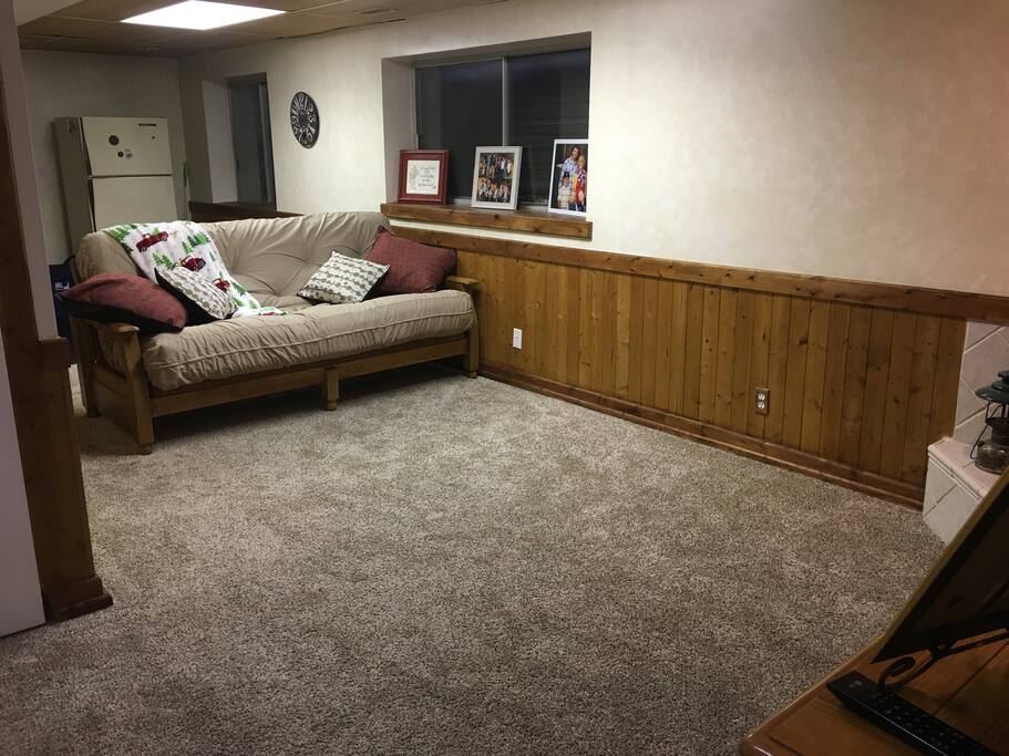 your own private family area with a fireplace and cable tv.