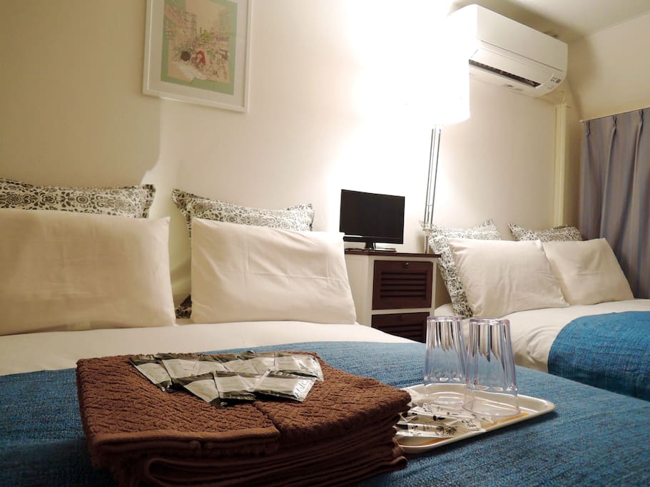 ゆったりとしたダブルベット!!
Double bed and spacious! !
넓은 더블 침대! !