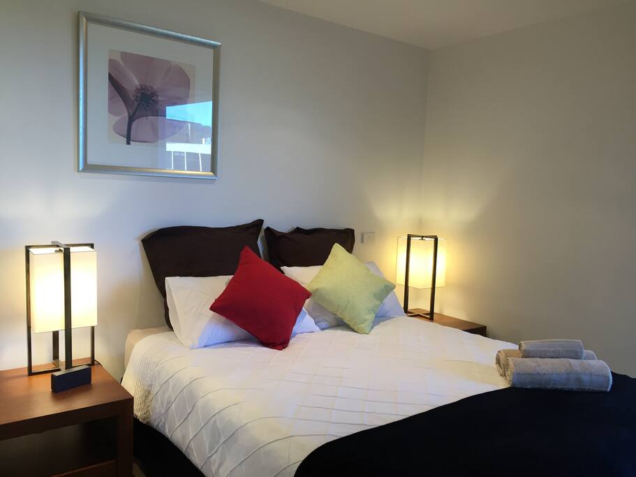 Bedroom with comfortable queen bed