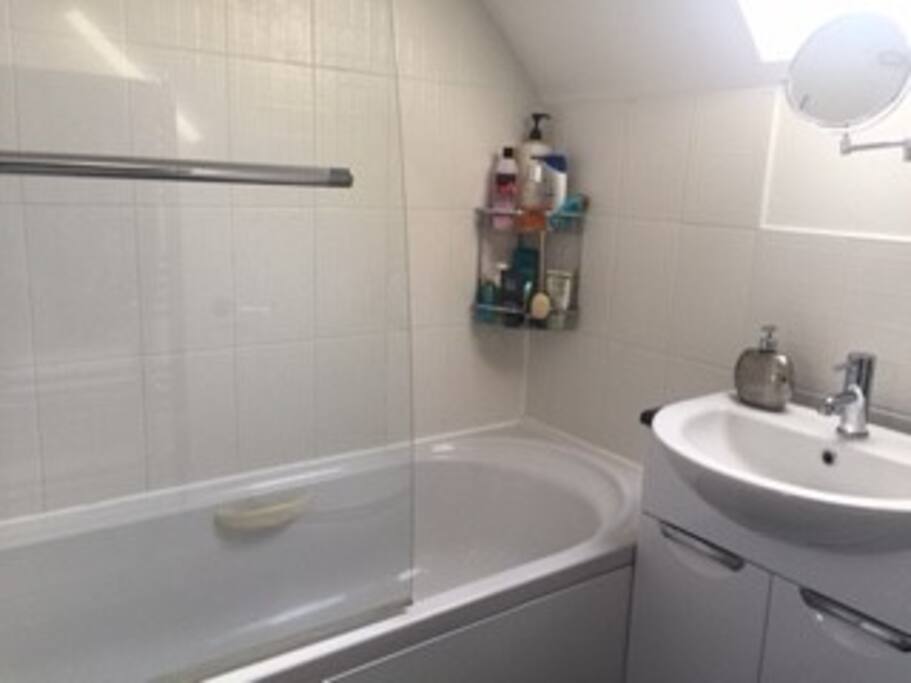 Newly fitted bathroom with shower.