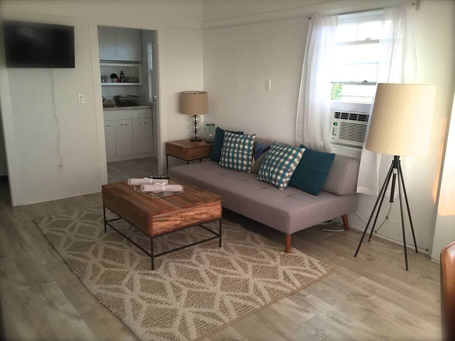 Sofa bed in living area (linens are provided)